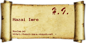 Hazai Imre névjegykártya